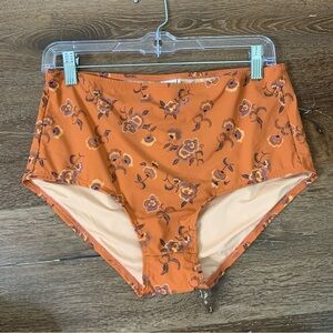 Madewell x Warm orange floral bikini bottom M NWT